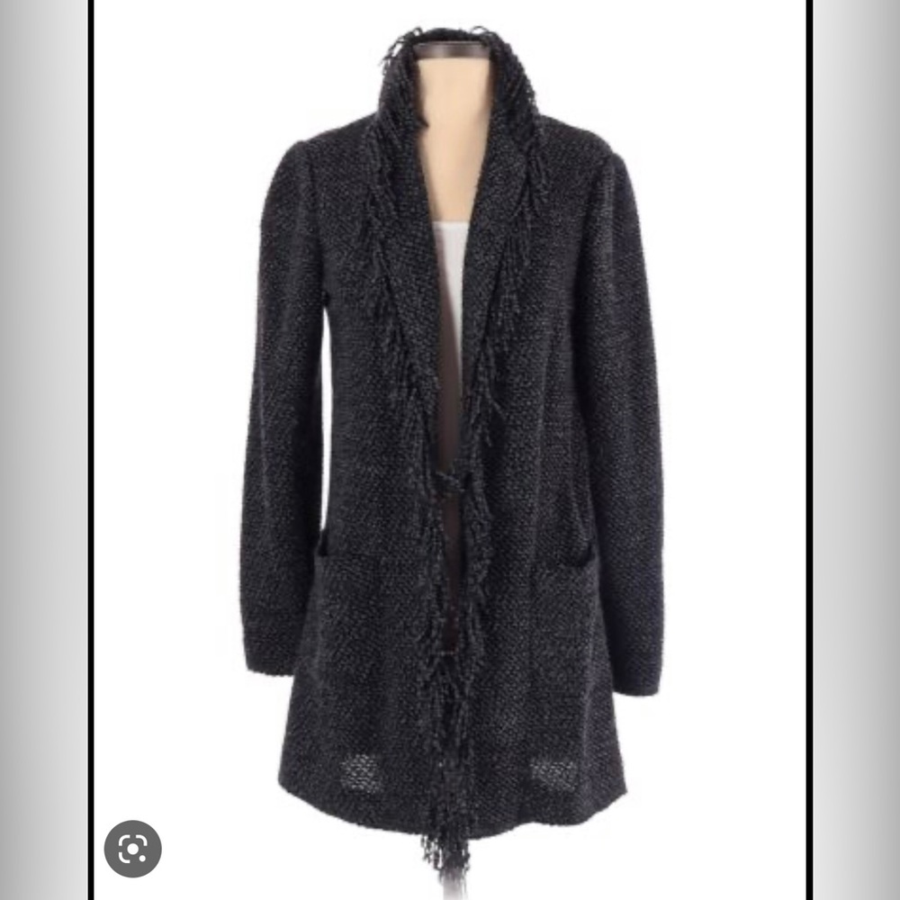 Fringe Open Front Cardigan by Ecru Large